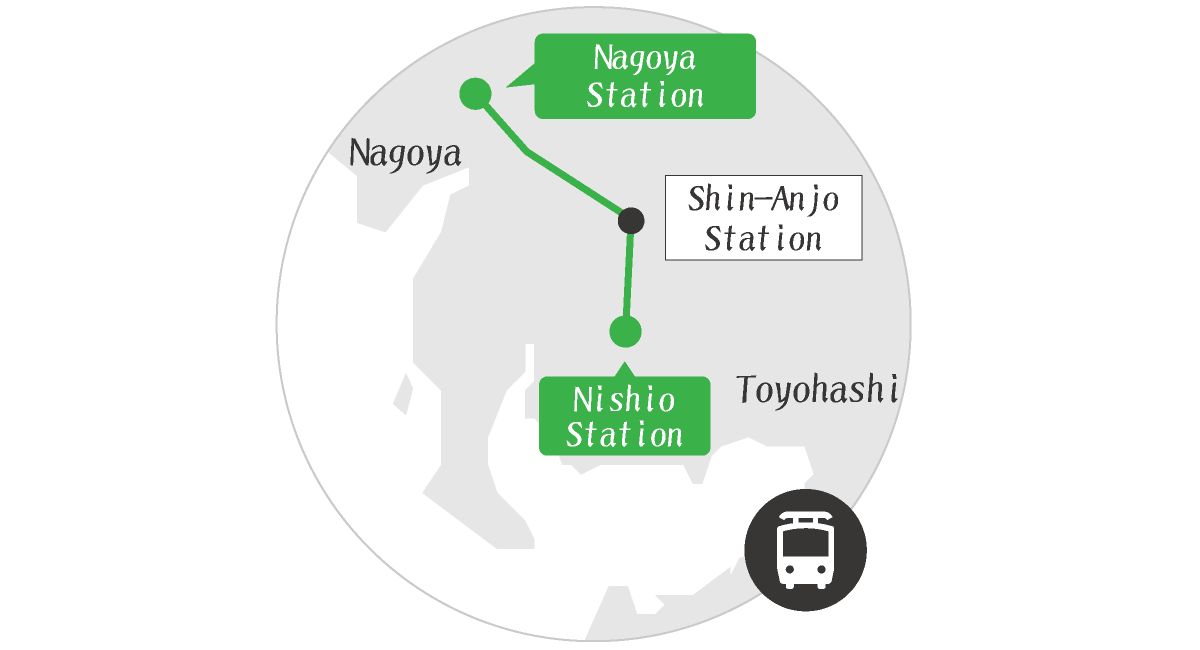 Route from Nagoya to Nishio